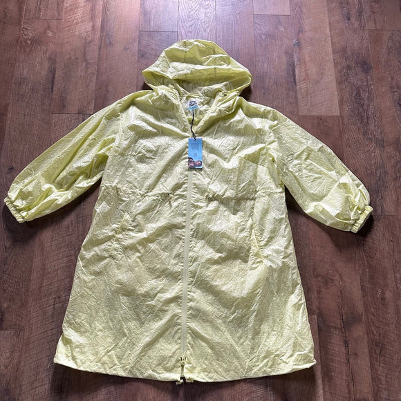 Women's FUTURE COLLECTIVE Yellow Hooded Rain Jacket XXL - Picture 2 of 13